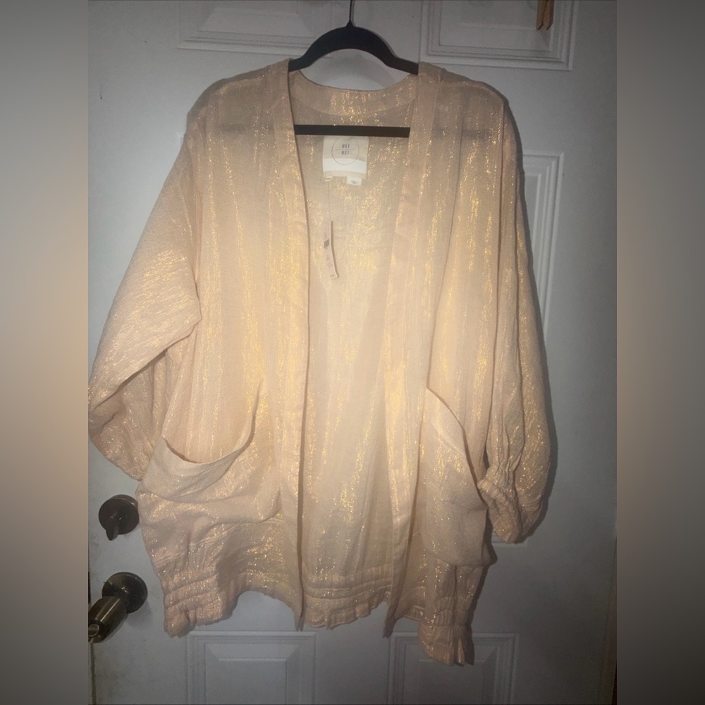 Anthropologie Shimmery Cream Layered Camisole
